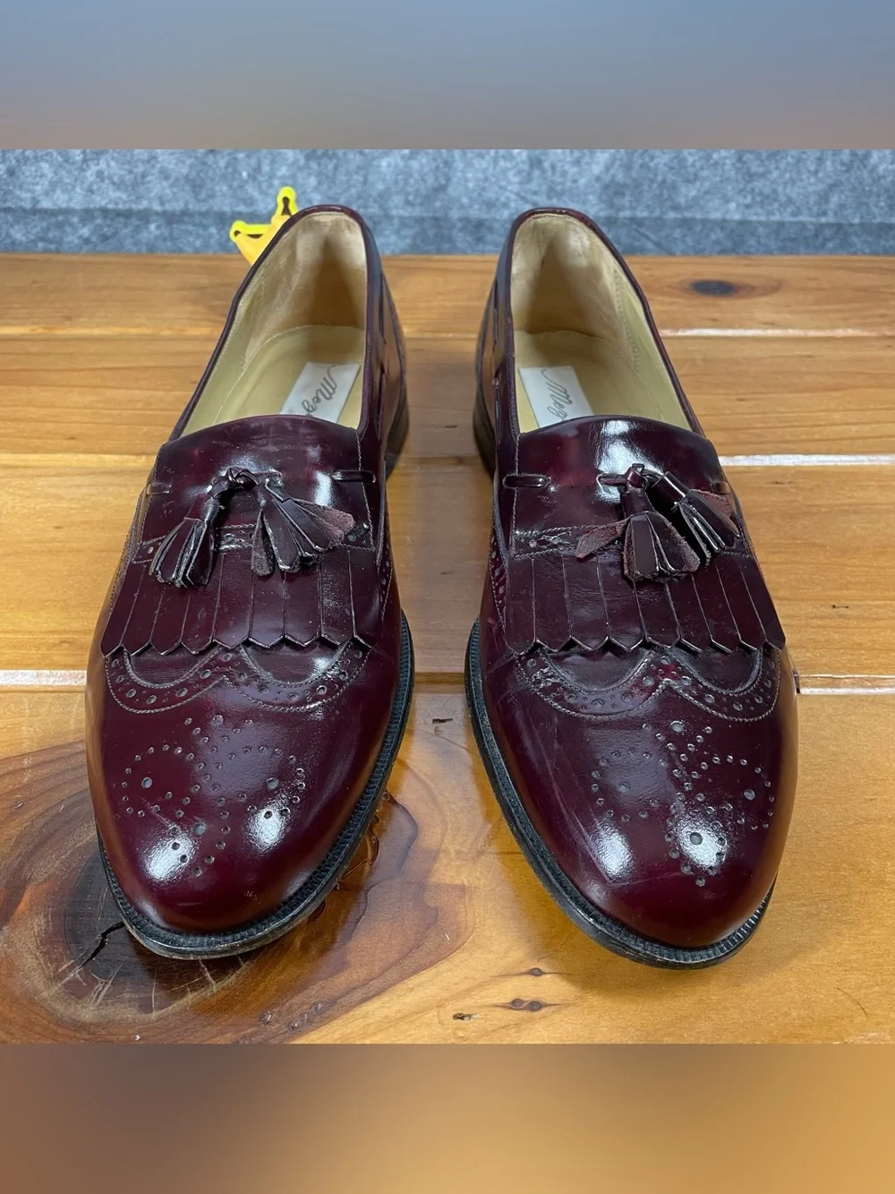 Mezlan Mens 11 B Burgundy Leather Kiltie Tassel Loafer Dress Shoe Made In Spain